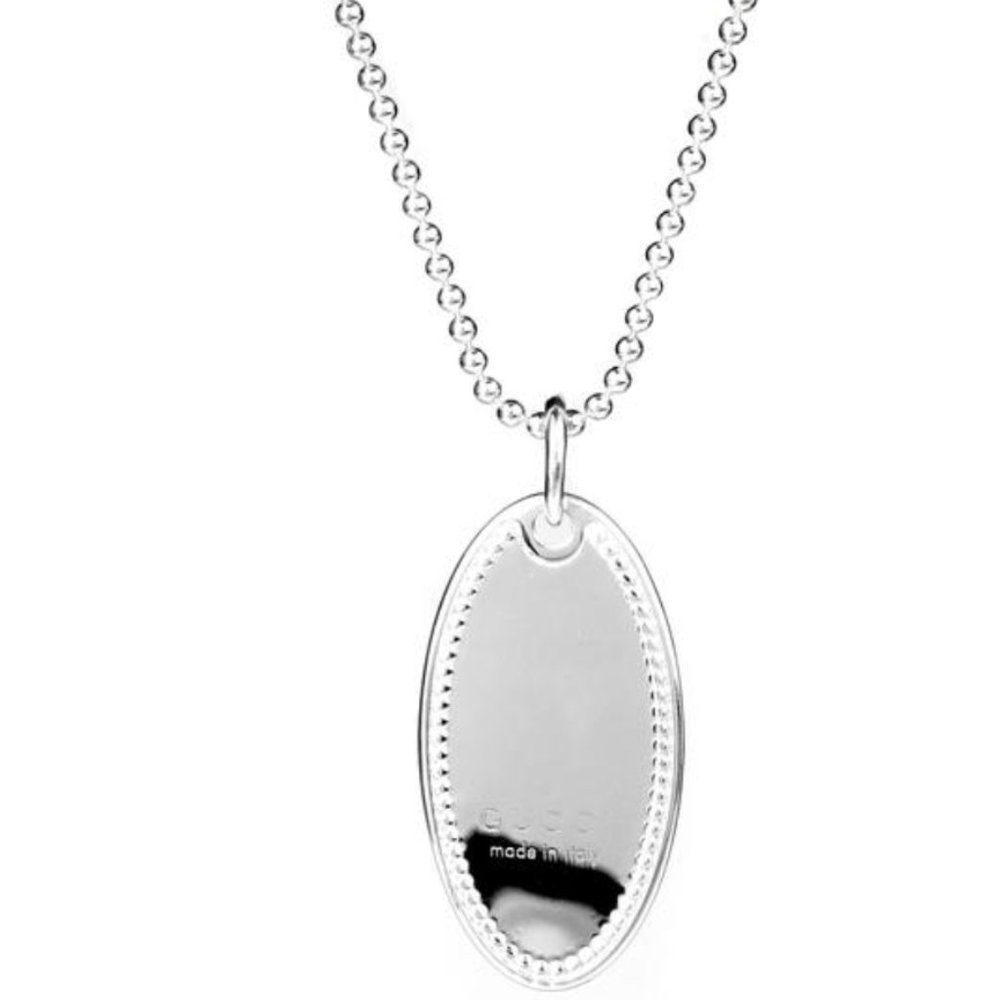 Gucci Sterling Silver Oval Charm Necklace NEW IN BOX - Picture 2 of 5